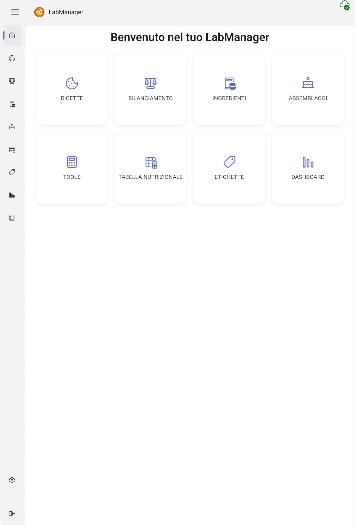 Gestionale pasticceria LabManager su tablet in laboratorio